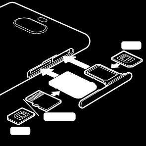 4 Finoman nyomja vissza a tálcákat a foglalatukba, amíg a helyükre nem illeszkednek. Összeszerelés dupla SIM-kártya A készülék csak nano SIM-kártyákat támogat.
