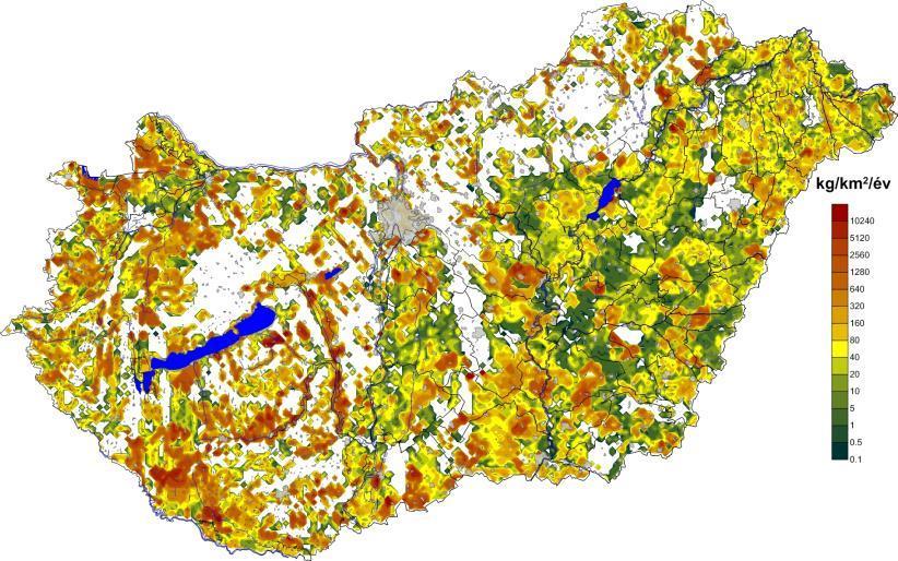 NAIK ÖVKI MBFSZ Számított talajvízből kiáramló vízmennyiség [mm/év] Termeléses állapot 2008 2015
