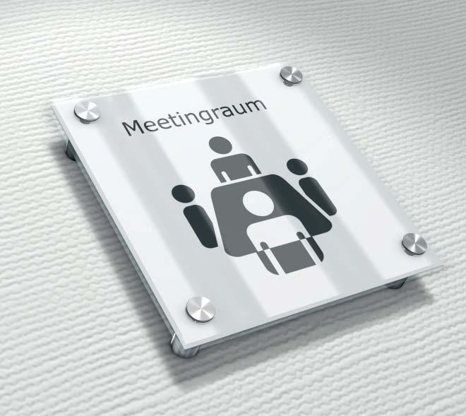 Tábla rendszerek Sign Systems PremiumFix -beltér PremiumFix Indoor 2 db üveglap távtartókkal 2-pane with spacers A PremiumFix táblák konstrukciója egyszerű, ugyanakkor elegáns: a fóliára nyomtatott