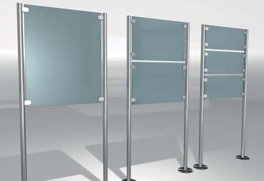 The basic models of the wall system consist of 2 stainless steel round tubes, 4 chamfered stainless steel end caps and 4 wall connectors (to 1000 mm tube length) and 6 wall connectors (over 1000 mm