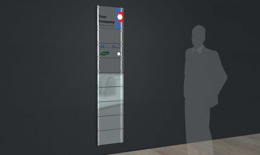Alkalmazható táblák (acél táblatartókkal, csavarokkal, rúgós rögzítőszemekkel) Matching glass sheets and panels inclusive stainless steel fixings, srews and slot nuts Formátum mm 5 mm-es edzett üveg