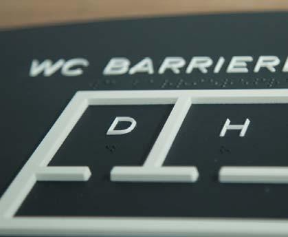 Consystec uses long-lasting photoluminescent signs with pyramids and braille inscriptions. The pictograms also show sublimity and are thus easily palpable.