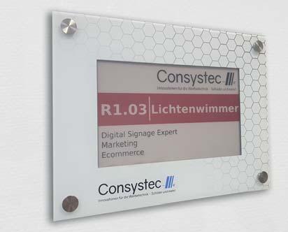 Digitális megoldások Digital Signage E-ink kijelzős MediaFix tábla MediaFix E-ink A három színű e-ink kijelzővel ellátott Consystec ajtó- és eligazító táblák leginkább ott nyújtanak ideális megoldát,