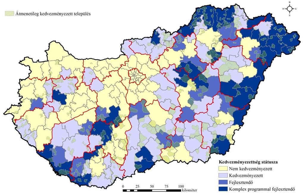 A társadalmi-gazdasági és infrastrukturális szempontból elmaradott, valamint jelentős