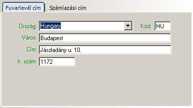 Ügyfelek nyilvántartása Fuvarlevél cím Megadható fo adatok: Név: az ügyfél neve (személynév vagy cégnév).