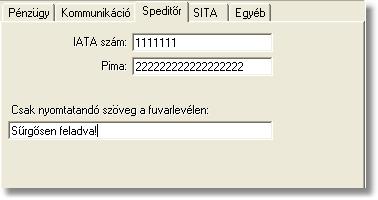 Egy mezoben több telefonszám is felsorolható. (41 karakter) E-mail cím(ek): az ügyfél kapcsolattartásra használt elektronikus levelezési címe rögzítheto ebben a mezoben. (62 karakter) 2.1.3 Speditőr A "Speditor" fül alatt a speditor partnerek egyedi azonosítói és a hozzájuk tartozó egyedi beállítások rögzíthetoek.
