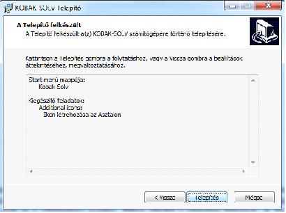 NAV online számla interface g) Miután itt is a <Tovább> gombra kattintunk, akkor megjelenik egy összegzési ablak, ahol ellenőrizhetjük az általunk végrehajtott beállításokat.