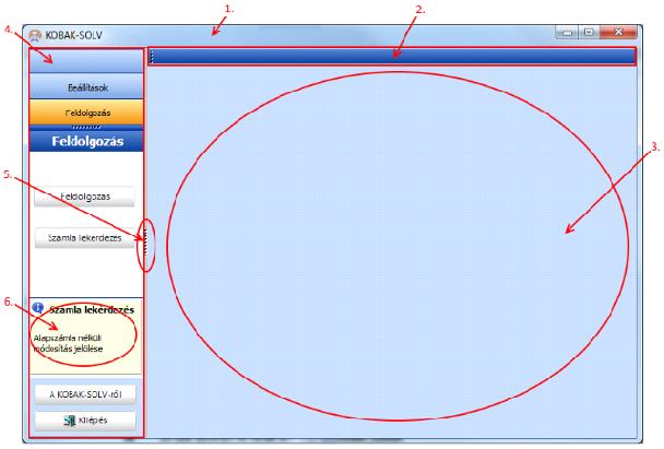 NAV online számla interface Miután hibamentesen bejelentkeztünk és sikeresen betöltődött a rendszer, megjelenik az Interfész főablaka (6. kép).