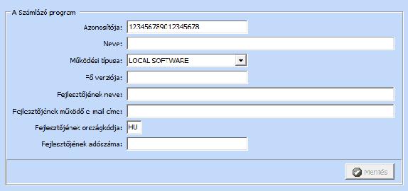 NAV online számla interface A Neve mezőt nem szükséges kitölteni és nem kerül bejelentésre sem. Működés típusa csak LOCAL SOFTWARE lehet, mert on-line számlázókhoz nem használható a KOBAK-SOLV.