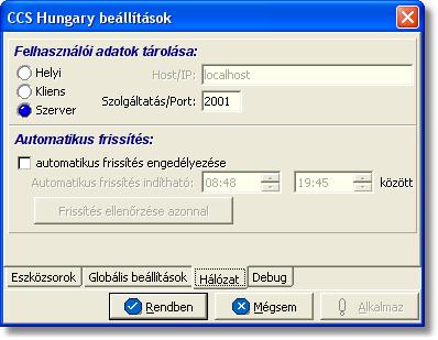 Beállítások Frissítés letöltésének és lefuttatásának folyamata amikor felkerül egy újabb verzió az internetre a rendszer automatikusan letölti a friss ítő készletet, amit egy figyelmeztető ablakban