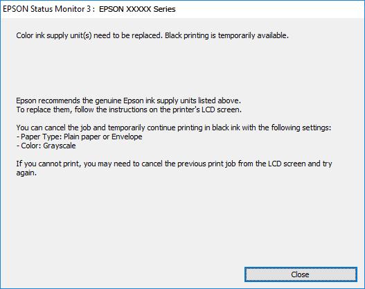Tintapatronok és más fogyóeszközök cseréje Ideiglenes nyomtatás fekete tintával Windows 1.