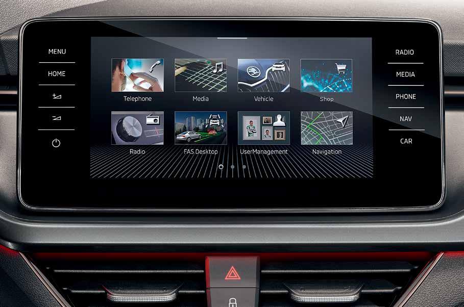 ŠKODA SOUND SYSTEM Élvezze az abszolút hangtisztaságot zene és beszélgetés közben egyaránt a SCALA számára kifejlesztett ŠKODA Sound System