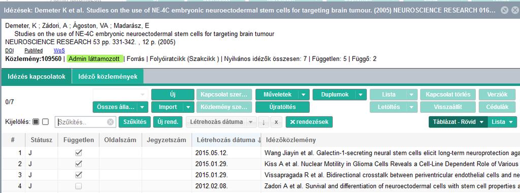 Idéző közlemény import beállítási lépései 3, Idézések gombra