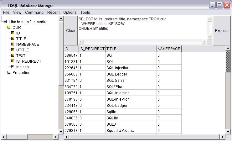 HSQLDB (HyperSQL DataBase), ami egy memóriában működő, de SQL alapú