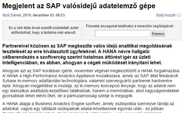 Az adatok származhatnak adattárházból, OLAP