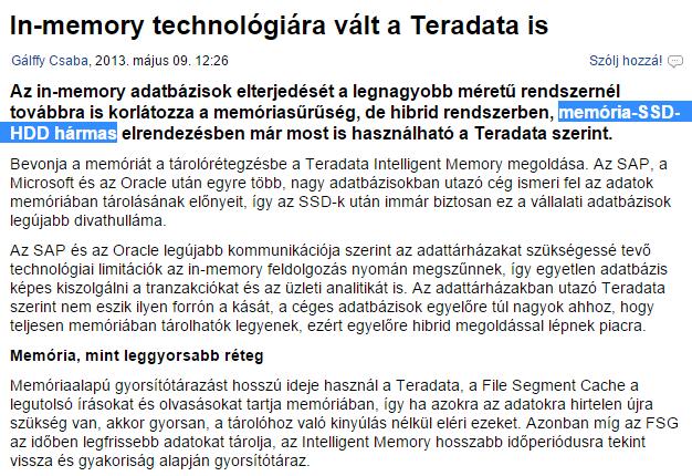 TERADATA Az adattárházakban utazó