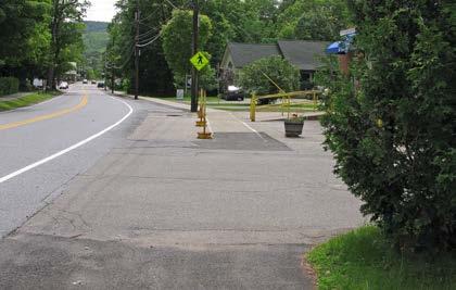 High # of Curb Cuts: 8 Residential 4 Non-residential Density of Curb Cuts: 54 per mile Notes: This sidewalk ends mid-block and does not continue to the intersection of Footbridge Lane.
