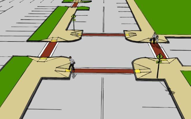 They also reduce pedestrians crossing distance and improve pedestrian visibility for drivers.