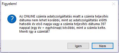 ) CSAK a Servantes Univerzális számlázó modulban működő figyelmeztetés!