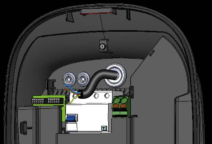 Megjegyzés: A tömítőgyűrű által elzárt két kisebb nyílás q egy külső töltésvezérlésre, mint pl. a Mercedes-Benz Wallbox Advanced-re történő csatlakoztatáshoz szükséges.