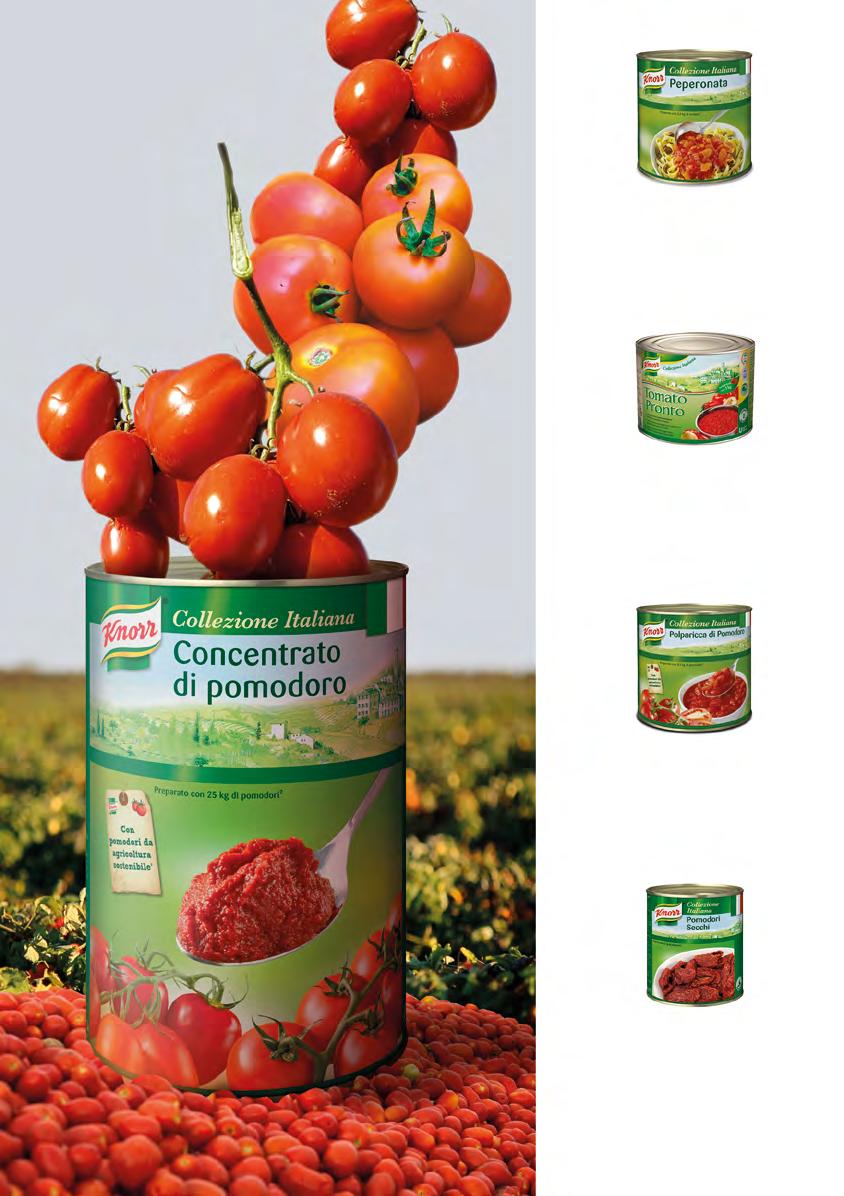 KNORR Collezione Italiana Sűrített Paradicsom 4,5 kg x 3 Szav. idő: 24 hó KNORR Collezione Italiana Színes Paprikaragu Paradicsommal 2,6 kg x 6 Szav.