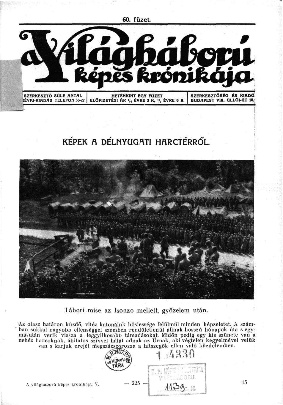 60. füzet. fecjies kvóniháj** SZERKESZTŐ SÜLÉ HHTAL ÍÉVHI-KIHDflS TELEFON 56-27 HETENKINT EGY FÜZET ELŐFIZETÉSI ÁR 1/4 ÉVRE 3 K, 1/1 ÉVRE 6 K SZERKESZTŐSÉG ÉS KIADÓ BUDAPEST VIII. ÜLLŐ1-ÚT 18.