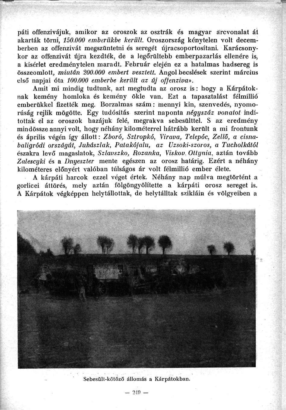 páti offenzivájuk, amikor az oroszok az osztrák és magyar arcvonalat ál akarták törni, 150.000 emberükbe került.