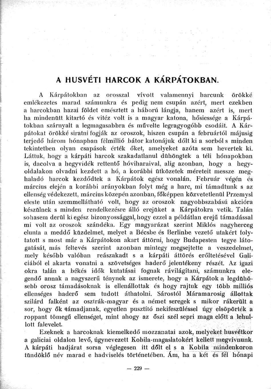 A HÚSVÉTI HARCOK A KÁRPÁTOKBAN.