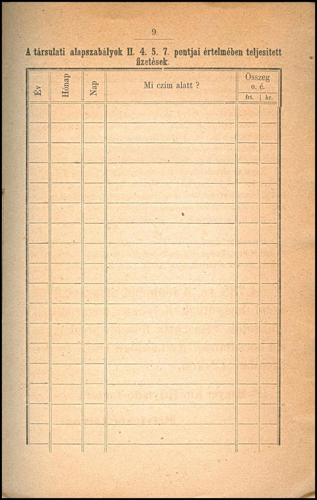 9 A társulati alapszabályok II. 4. 5. 7.