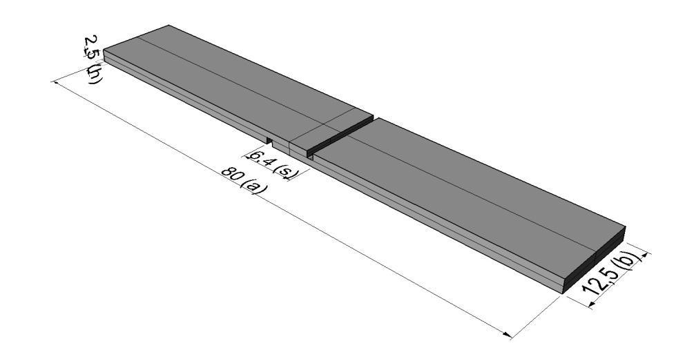 3.4.2. ábra Nyírószilárdság mérésére használt próbatest geometriája A mérési eredményekből (3.4.3. ábra) látszik a nanoszálak jelenlétének hatása.