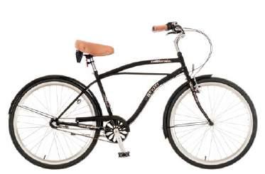 CALIFORNIA váz/frame: hi-ten acél/steel CRUISER 26" 3 acél steel villa/fork: merev acél/rigid steel első fék/front brake: alhonga v-fék/v-brake hátsó fék/rear brake: kontra/coaster brake