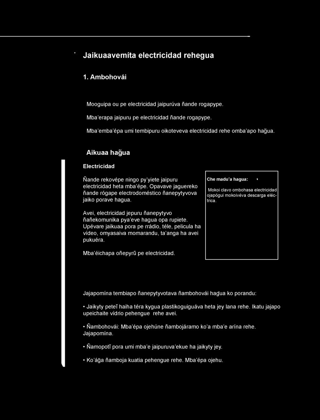 Opavave jaguereko ñande rógape electrodoméstico ñanepytyvova jaiko porave hagua.