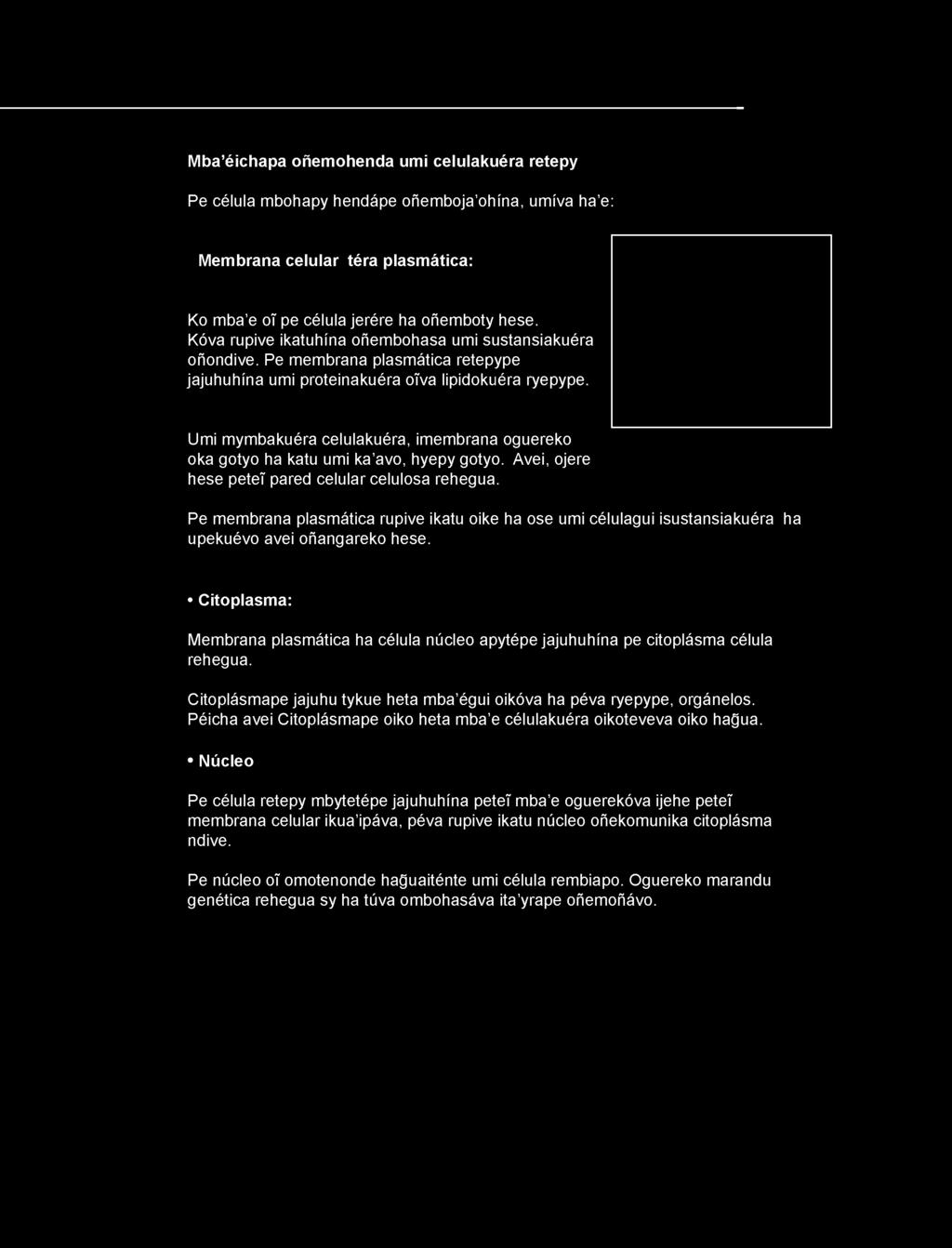 Umi mymbakuéra celulakuéra, imembrana oguereko oka gotyo ha katu umi ka avo, hyepy gotyo. Avei, ojere hese petet pared celular celulosa rehegua.