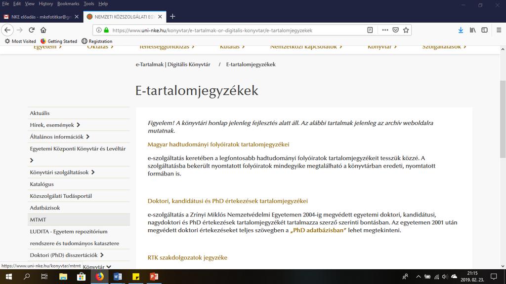DIGITÁLIS KÖNYVTÁR NKE https://www.uni-nke.