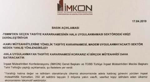 Kısa Kısa Tahir Tellioğlu 20 bin civarında müteahhit battı İnşaat Müteahhitleri Konfederasyonu (İMKON) Genel Başkanı ve TOBB Türkiye İnşaat Müteahhitleri Meclisi Başkanı Tahir Tellioğlu, bu güne