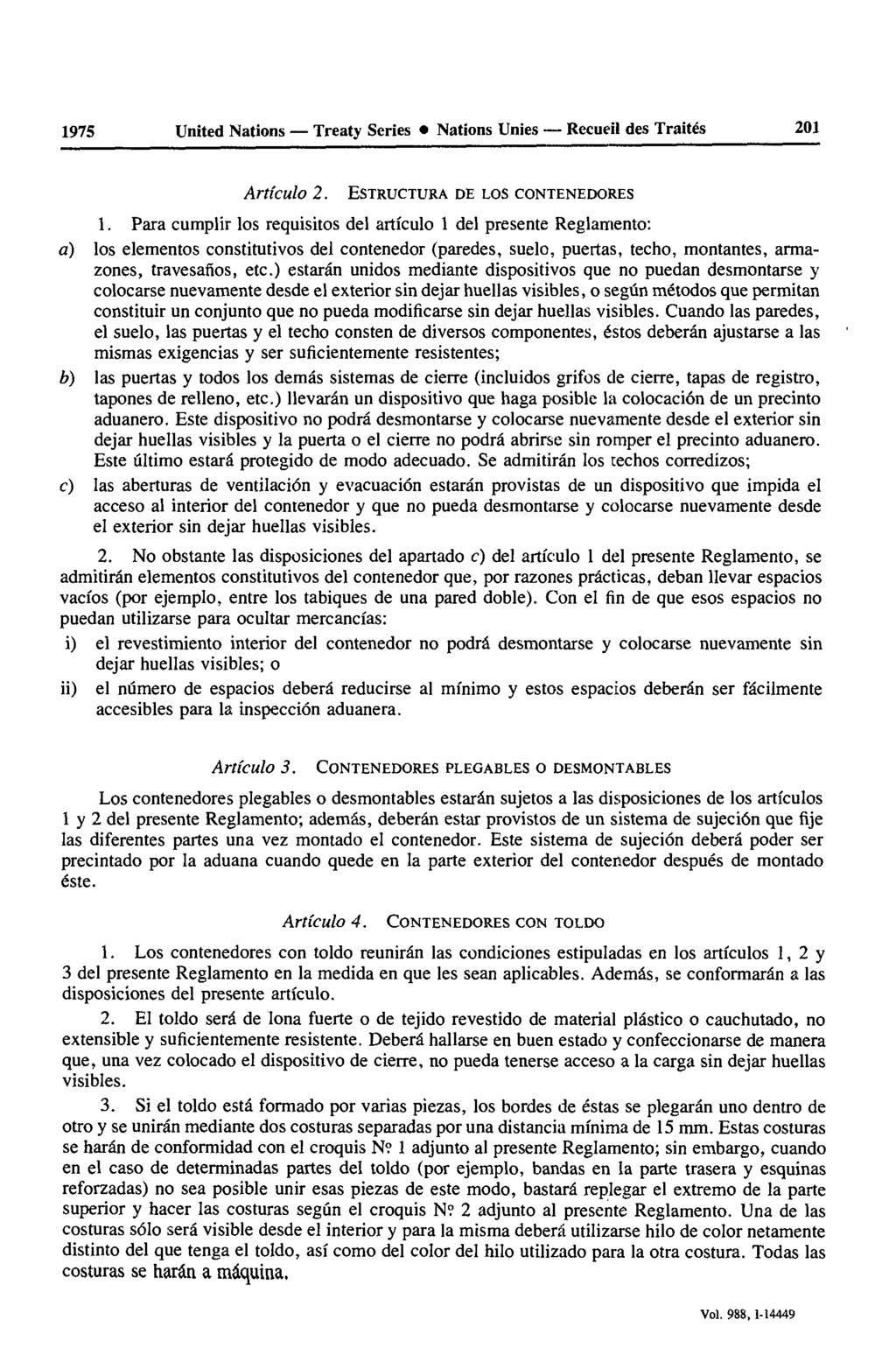 1975 United Nations Treaty Series Nations Unies Recueil des Traités 201 Articula 2. ESTRUCTURA DE LOS CONTENEDORES 1.