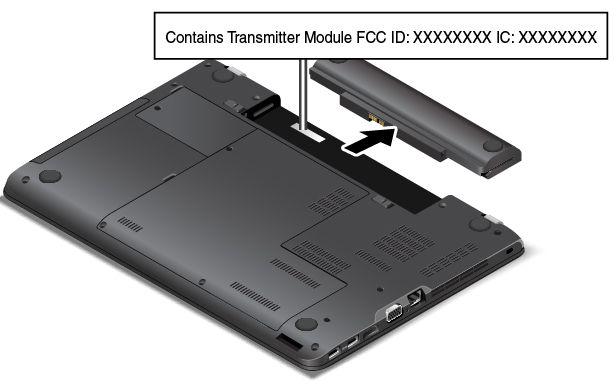 Előtelepített vezeték nélküli modullal a címke a Lenovo által telepített vezeték nélküli modul FCC-azonosítóját és IC-tanúsítványszámát azonosítja.