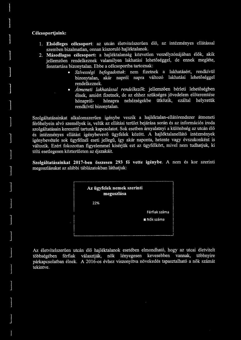 Cécsoportjaink:. Esődeges cécsoport: az utcán éetviteszerűen éő, az intézményes eátássa szemben bizamatan, onnan kiszoruó hajéktaanok. 2.