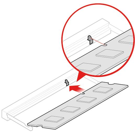 88. ábra Memóriamodul beszerelése 89. ábra A memóriamodul rögzítőjének lezárása 4. Fejezze be az alkatrészcserét.