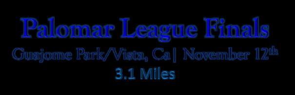 Girls Results 3.1 Miles Palomar League 1 Mt Carmel 42 2 Westview 50 3 Rancho Bernardo 62 4 Del Norte 86 5 Poway 93 6 Mission Vista 180 6 Kassady Learn 19:30.5 8 Ali Harper 19:33.