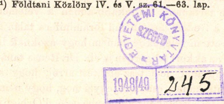 Schwarder Conrad ur által készitett vékony csiszolaton, mint ezt a magyarhoni földtani társulatnak f. é.