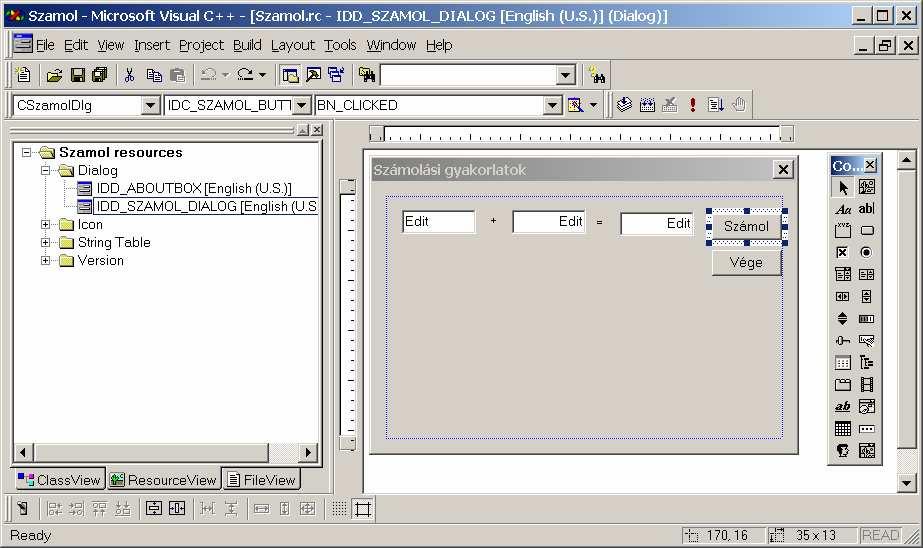 3. Párbeszédelem törlése a párbeszédpanelr l DELETE Az operandusok legyenek véletlenszámok CSzamolDlg::CSzamolDlg(CWnd* pparent