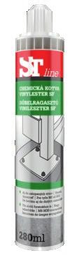 Purhabok és tömítők Vegyi dűbel STline Dűbelragasztó VINILÉSZTER SF (sztirolmentes) 280 ml Dűbelragasztó nagy teherbírású mechanikai kötésekhez festhető kiválóan tapad gipszkartonhoz, téglához,