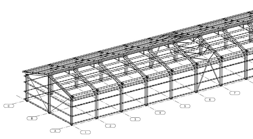 Lindab SBS Maxi épületrendszer Szerkezeti felépítés: Teljes térbeli tartószerkezet szélrács szelemen