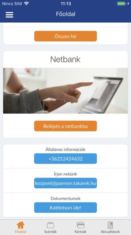 A Netbank linkre való kattintást követően a