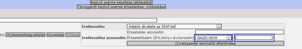 1.2.3 Beérkeztetett számla betöltése a Gazdálkodási szakrendszerbe A Gazdálkodási szakrendszer KASZPER moduljának 121-es (Bejövő számla érkeztetése) menüpontjában történik az érkeztetett számla