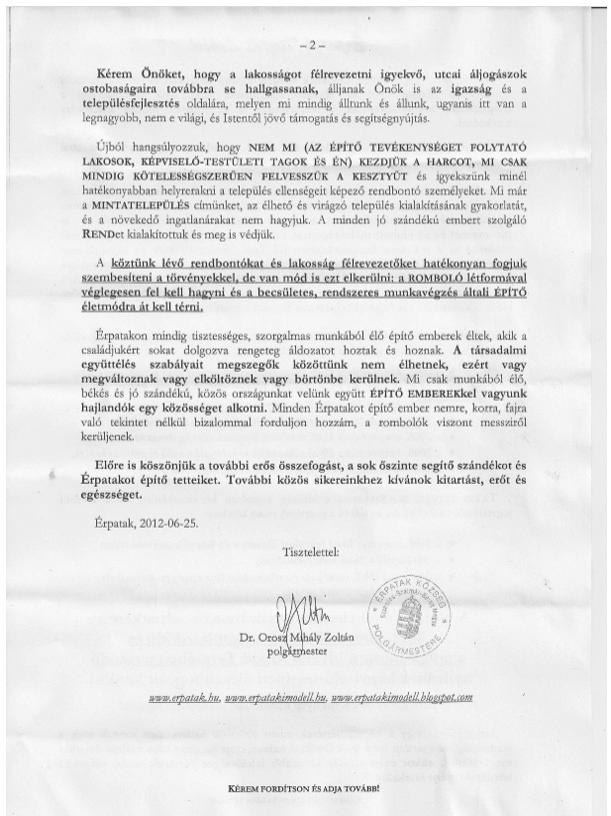 III.11. ábra. Egy 2012. június 25-én kelt Orosz-féle szórólap.