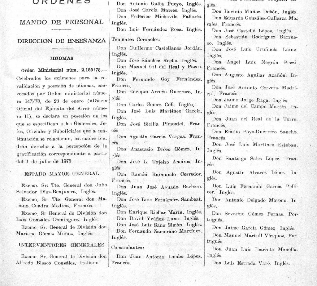 Año xxxvni. üúm Martes 18 julio d 1978 Página 1033 MINISTERIO DE DEFENSA DIARIO OFICIAL DEL EJERCITO DEL AIRE Depósito Legal M.