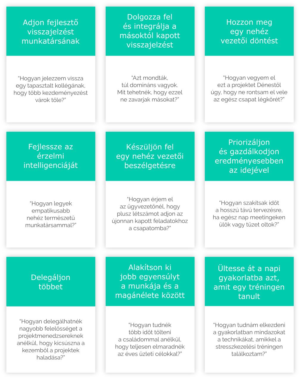 Jellegzetes self-coaching témák a vezetői mindennapokból Az eredmény: tudatosabb, magabiztosabb