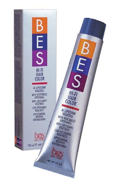 TARTÓS HAJFESTÉK BES HI-FI HAIR COLOR Professzionális hajfesték, amely a növényi liposzómákkal készült termék technikai szerepeit (tonalizálás, fénytükrözés, fedés, világosítás) kiemelõ kompenzáló